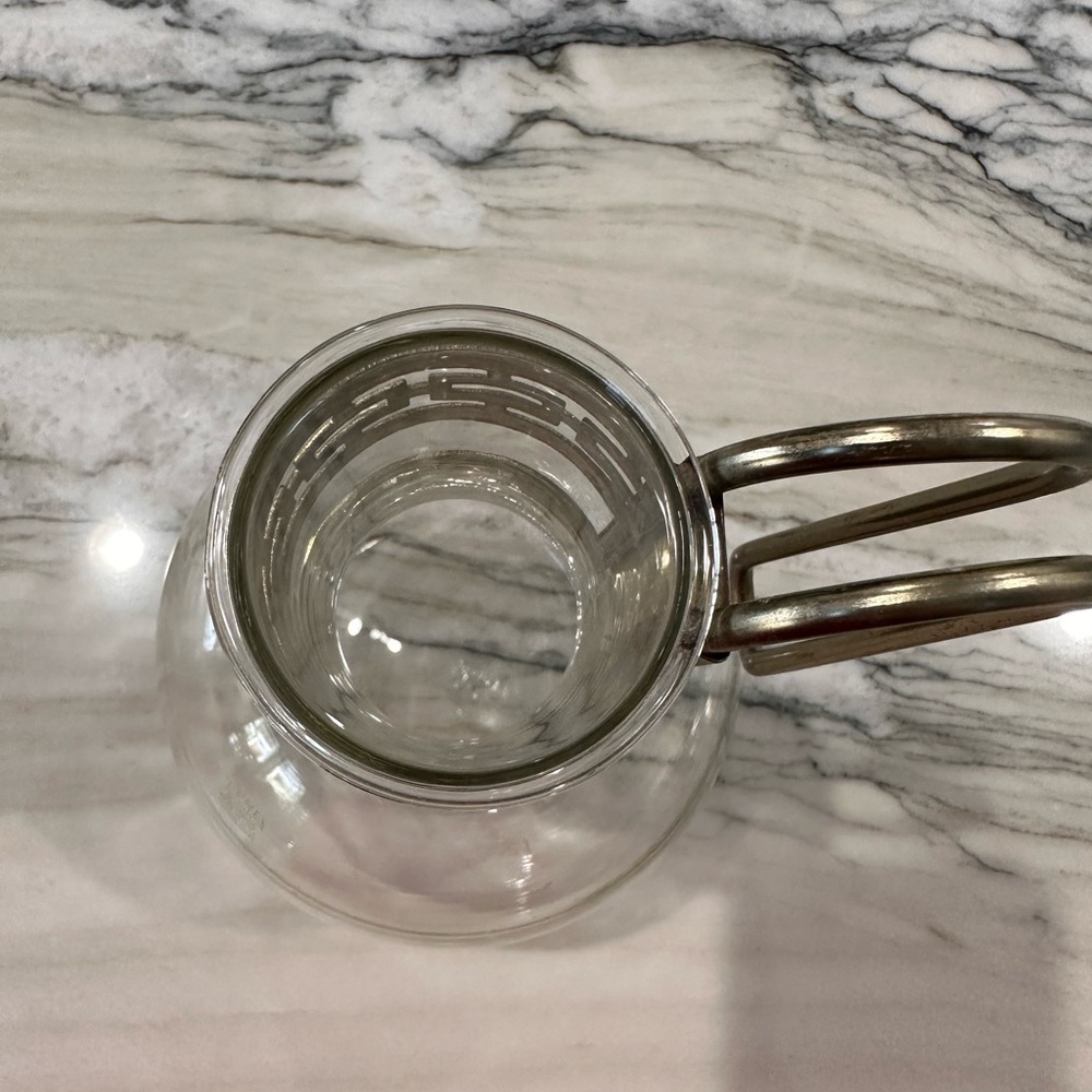 Vtg Pyrex glass beverage server/gold art deco handle (no top) - Picture 8 of 8
